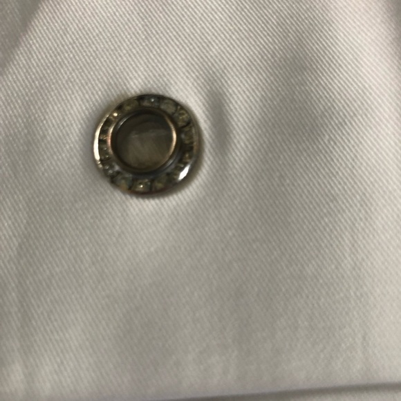 VTG Montage High Waisted Crop Pant White Sz. 10 Rhinestone Grommets Embellished - Picture 6 of 7